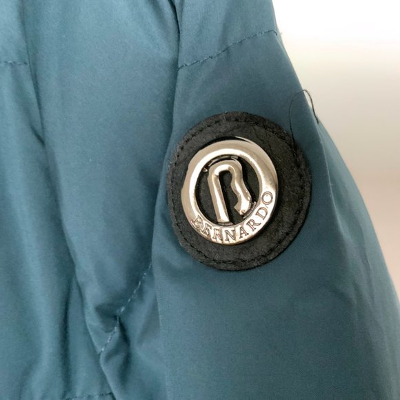 New Bernardo Long Puffer Coat Navy/Teal 60% Duck Down & Feather Fill Size Medium - Picture 6 of 16